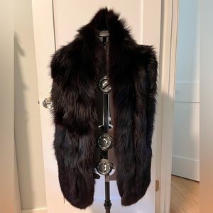 Vintage genuine fur shawl / stole wrap with silk and velvet lining